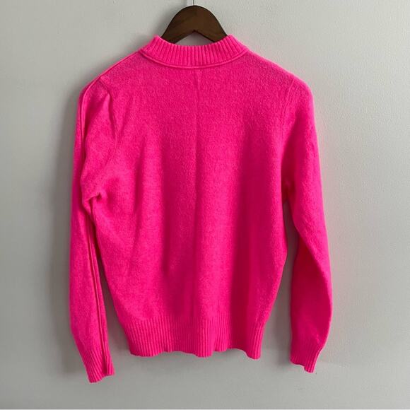 Athleta | Women’s Transit Crew Sweater Merino Wool Pullover Neon Hot Pink Bright - Picture 5 of 10